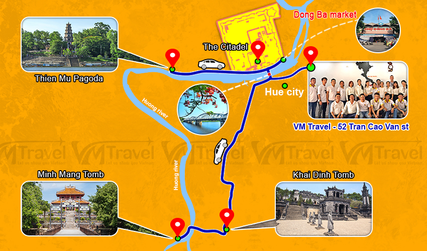 Map Hue city tour
