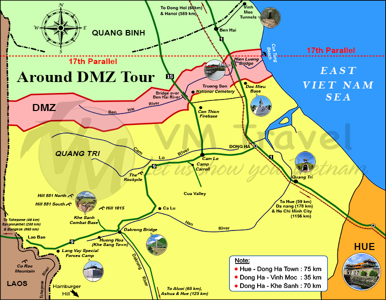 Map DMZ Tour Viet Nam